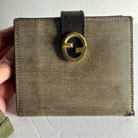 Gucci Rare Canvas & Leather Interlocking GG Compact Bifold Wallet Beige/Brown - Picture 12 of 17